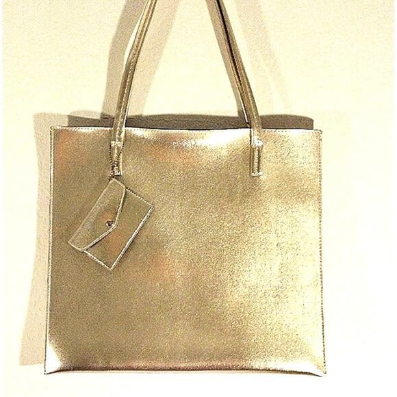 FANCY Gold Tote Shoulder Bag Office Career Documents Carrier Travel Laptop Ipad - Picture 1 of 9